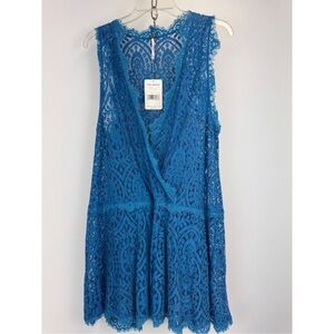 Free People Teal Blue Crochet Lace Dress